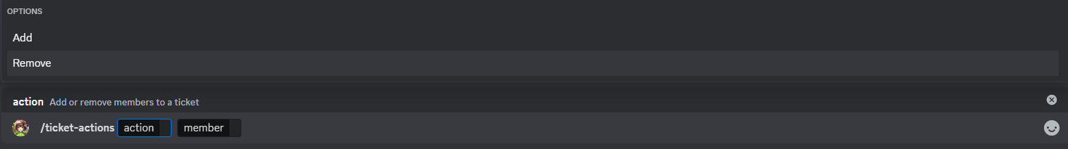 ticket actions Command